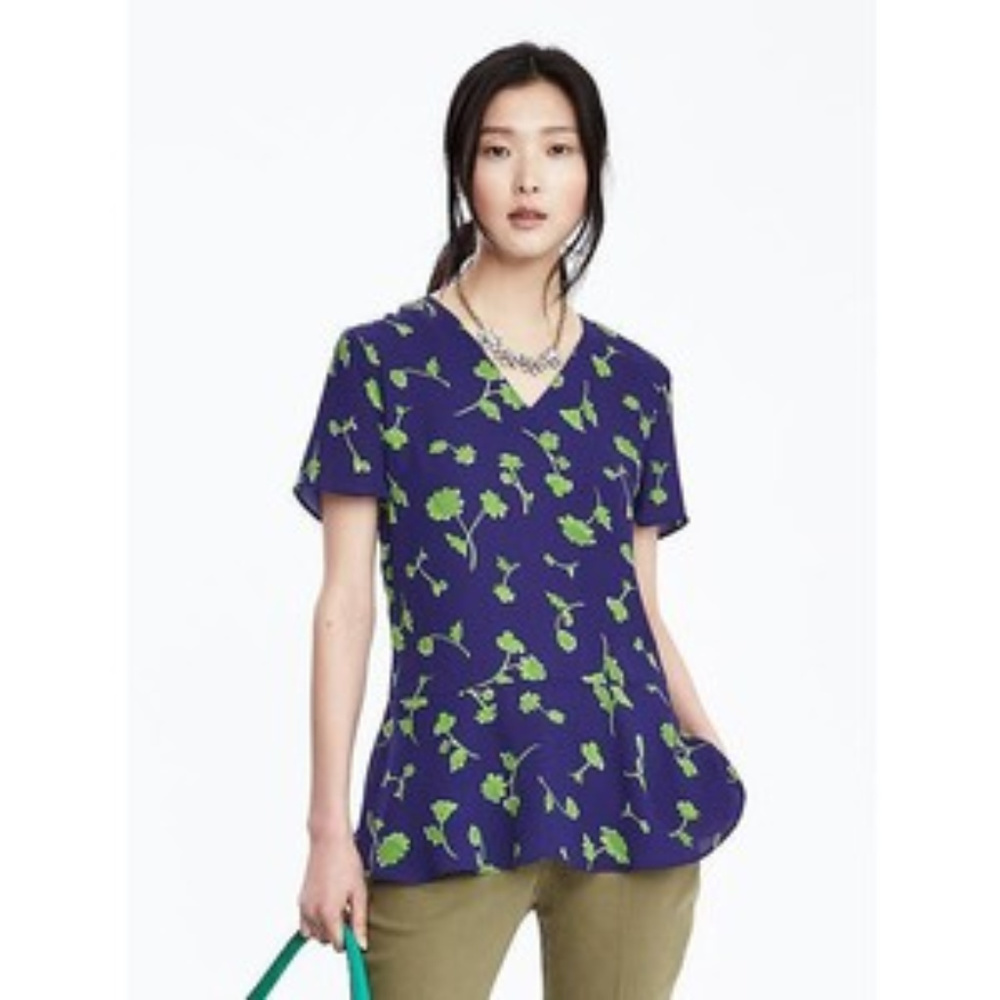 BR floral peplum chiffon top